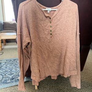 BKE Long Sleeve Henley in Brown